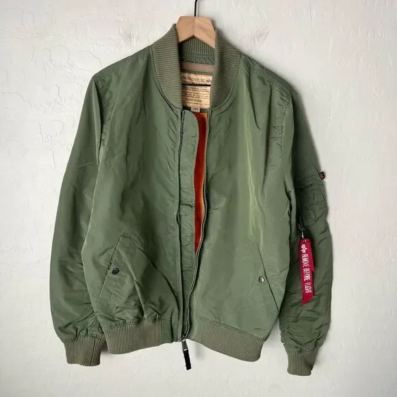 Alpha Industries MA 1 Bomber Flight Military Style Jacket Large